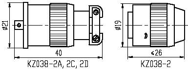 Series KZ038,Circular, Electrical Connector series Connectors Product Outline Dimensions